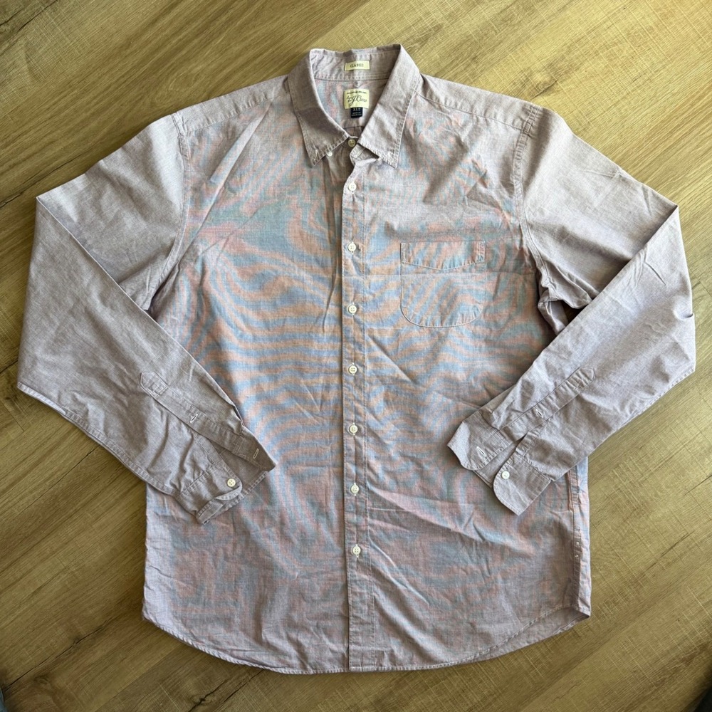 J. Crew Mens Classic Fit Cotton Button Down Shirt Purple XLT E6132 Tall